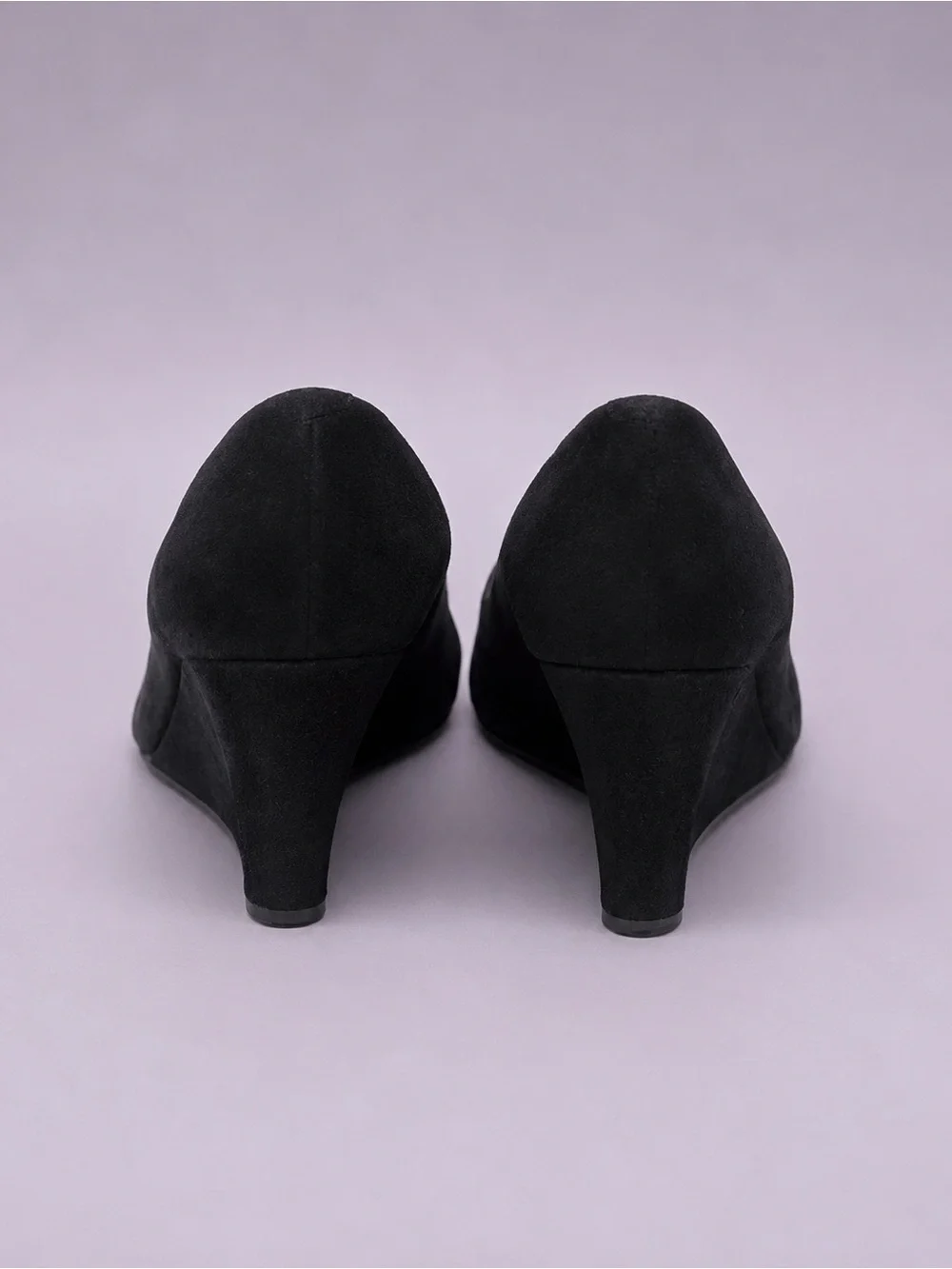 LOGAN Black Suede Wedge Round Toe  Pumps